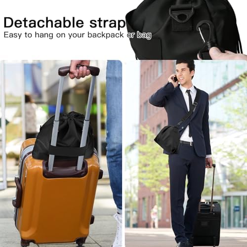 Small Travel Neck Pillow Bag for memory foam travel pillow,Luggage Travel Pillow Drawstring Bag Carrying Case with Trolley Sleeve&Adjustable Strap,Easily Attaches to Luggage,Backpacks - Image 5