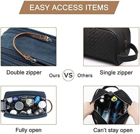 BAGSMART Toiletry Bag for Men, Canvas Travel Toiletry Organizer Dopp Kit Water-resistant Shaving Bag for Toiletries Accessories,Navy Blue-Medium - Image 5