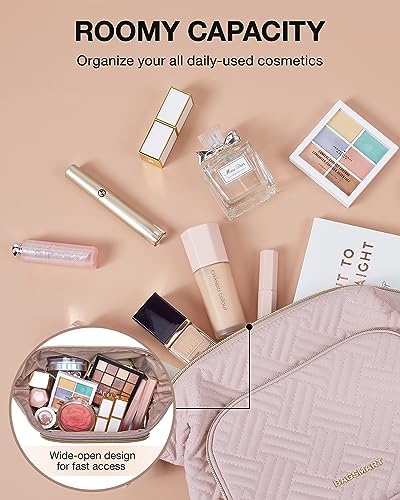 BAGSMART Travel Makeup Bag, Cosmetic Bag Make Up Organizer Case,Large Wide-open Pouch for Women Purse for Toiletries Accessories Brushes - Image 2
