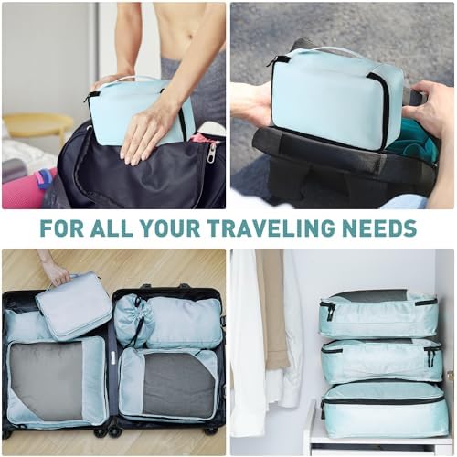 8 Set Packing Cubes for Travel Women Men Kids, Mesh Suitcase Organizer Bags Set for Luggage, 4 Sizes Extra Large, Large, Medium, Small, Travel Camping Essentials Accessories, Lake Blue - Image 6