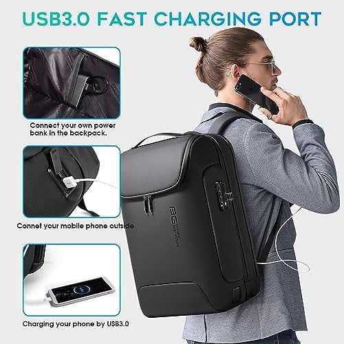 BANGE Men's Anti-Theft Backpack,Waterproof Fashion Travel Backpacks,High Tech Backpack with USB3.0 Charging Port,Business Laptop Backpack Fits 17.3 Inch Notebook… - Image 7