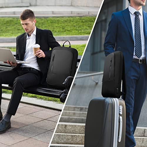 hk Backpack for Men Business Slim Backpack with USB Charger Computer Lightweight Anti-theft Travel Backpacks 15.6 inch Water Resistant Laptop Bag for Work Office College-Black - Image 7