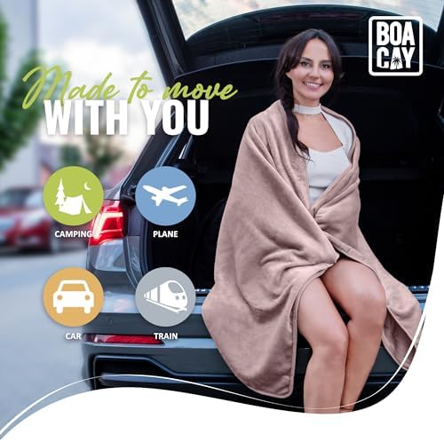 BOACAY Soft & Warm Travel Blanket for Airplane & Car - Long Flight Essential for Women, Men, Kids - Compact Pillow with Luggage Sleeve & Backpack Clip - Image 8