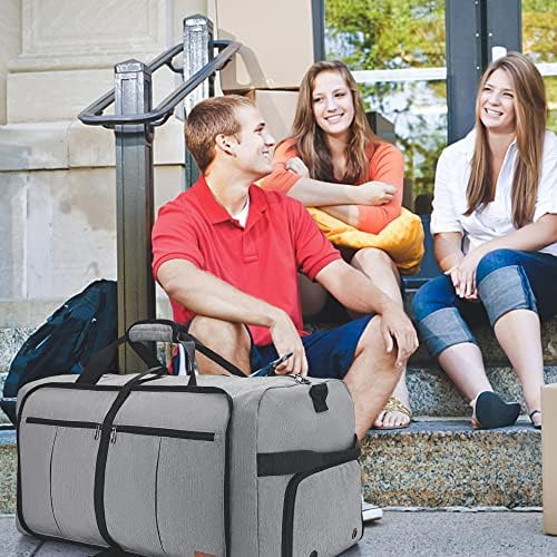120L Travel Duffle Bag for Men, Large Foldable Duffel Bag for Travel with Shoe Compartment Overnight Weekender Bag Gym Bag for Men Women Waterproof & Tear Resistant (Gray, 120L) - Image 7