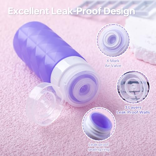 20 Pack Travel Bottles Set,Leak Proof TSA Approved Travel Size Containers, Silicone Squeezable Travel Essentials Jar Accessories for Conditioner, Shampoo, Lotion & Body Wash Accessories (Warm Color) - Image 3