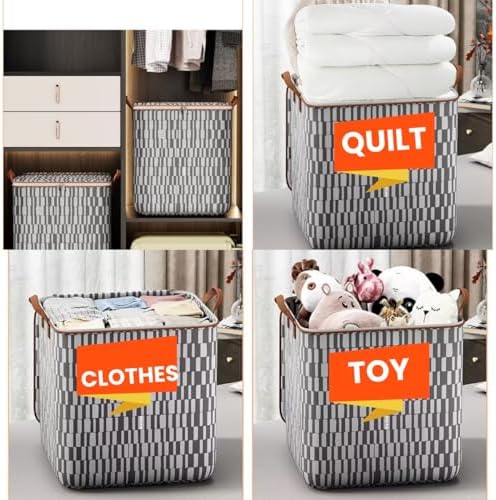 Storage Bins with Lids Non-woven Sturdy Zipper Foldable Moving Quilt Storage Basket Travel Large-capacity Clothing Storage Bag Organizers for Pillows Blankets (3Pack L) - Image 5