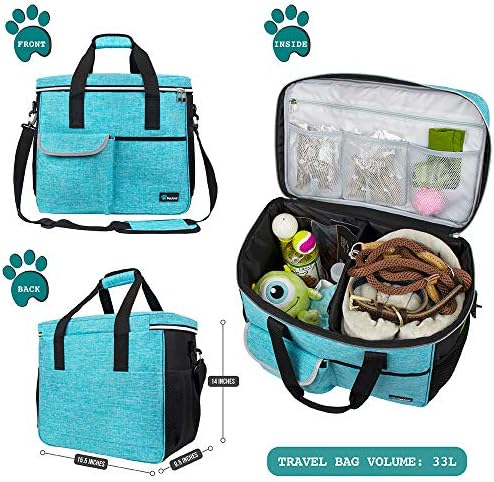PetAmi Travel Bag Organizer - Dog & Cat Diaper Bag with Food Container and Bowls, Perfect for Weekend Camping (Sea Blue, Large) - Image 2
