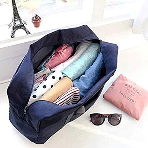 2 Pack Foldable Travel Bag Waterproof Travel Duffel Bag,Women Ladies Man Canvas Weekender Bag Overnight Carry-on Tote Duffel in Trolley Handle (Black&Rred)… - Image 2