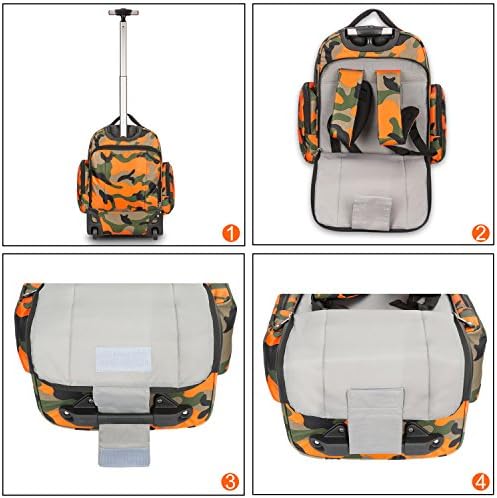 HollyHOME 20 inches Large Storage Multifunction Wheeled Travel Laptop Business Trip Rolling Backpack Carry-on Luggage Computer Bag, Orange - Image 6