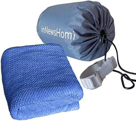 Travel Blanket Airplane Compact with Bag, Lightweight & Packable 2 in 1 Airplane Blanket or Travel Pillow, Travel Essentials for Women Men & Kids, Navy