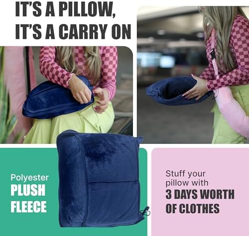 TAKE OFF All-in-One Travel Blanket and Pillow - Super Soft Microfiber Fabric, 3 Day Clothing Storage with Secure Zipper Pockets Keep Valuables Safe, Hand Free Trolley Holder, Ultimate Travel Accessory - Image 6