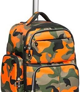 HollyHOME 20 inches Large Storage Multifunction Wheeled Travel Laptop Business Trip Rolling Backpack Carry-on Luggage Computer Bag, Orange