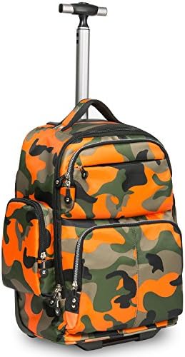 HollyHOME 20 inches Large Storage Multifunction Wheeled Travel Laptop Business Trip Rolling Backpack Carry-on Luggage Computer Bag, Orange