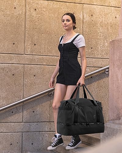 Weekender Bags for Women, BAGSMART Travel Duffel Bags with Shoe Compartment,Personal Item Travel Bag for Airlines, Carry on Overnight Tote Bag with Toiletry Bag(Black,2pcs) - Image 7