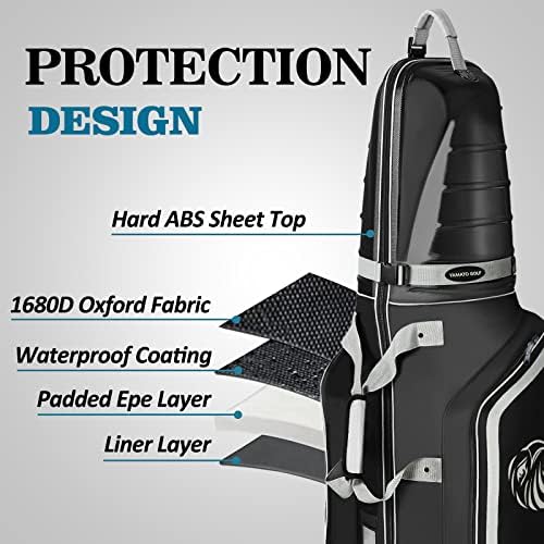 yamato Golf Travel Bag Golf Travel Case With Abs Hard Shell Top Travel Golf Bags For Airlines With Wheels For Golf Clubs Luggage Travel Bags,Great Golf Gift For Golfer - Image 5