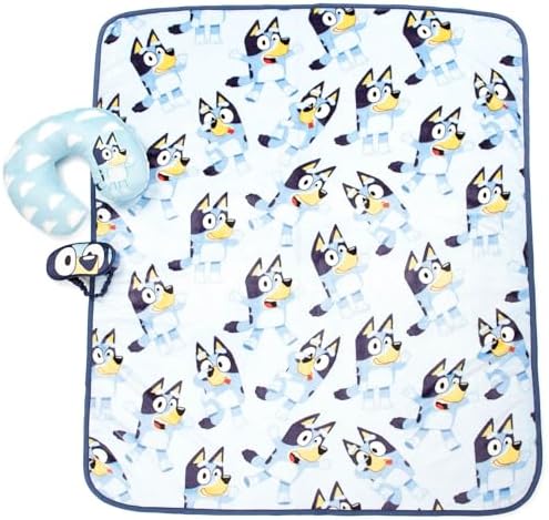 Jay Franco Bluey Kids Travel Set - 3 Piece Set Includes 40 x 50 Throw Blanket, Eye Mask, and Neck Pillow - Super Soft & Cozy Travel Accessories - Image 2