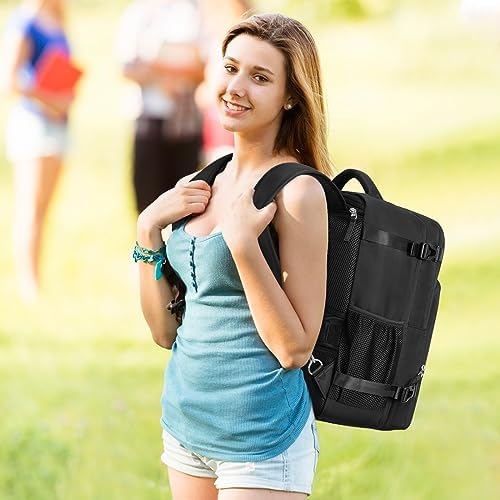 Large Travel Backpack, Carry On Backpack, Personal Item Bag Airline Approved, Lightweight Hiking Backpack, Casual Weekender bag, Laptop Backpack, Black - Image 7