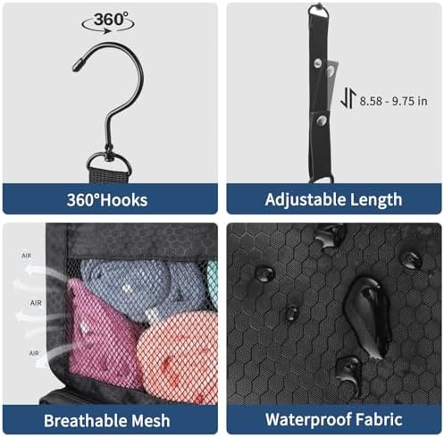 esouler Suitcase Organizer - Hanging Packing Cubes & Portable Travel Shelves for Carry-on (Black, Small) - Image 6