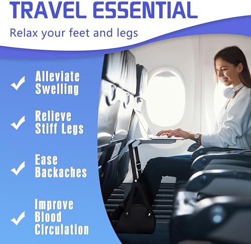 2-Pack Airplane Foot Hammock for Plane Travel - Travel Essentials Length Adjustable Airplane Foot Rest - Long Flight Must Haves - Image 2