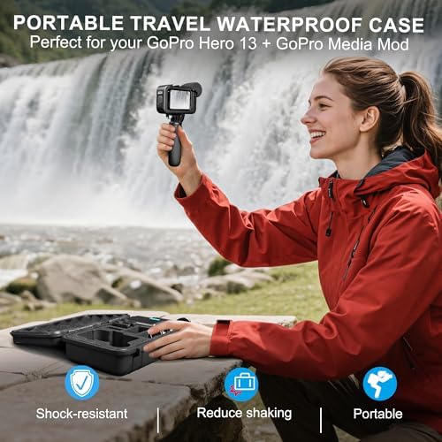 Lekufee Travel Waterproof Hard Case for Gopro Hero 13/12 / 11/10 / 9, Hero 4K, Media Mod, and other Accessories(Case & Bag Only) - Image 7