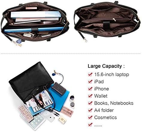LOVEVOOK Laptop Tote Bag for Women 15.6 Inch Waterproof Leather Computer Bags Business Office Work Briefcase Black - Image 6
