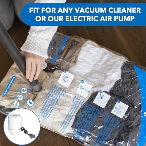 Vacuum Storage Bags with Electric Air Pump 8 Combo (2 Jumbo/2 Large/2 Medium/2 Small), Travel Vacuum Bags For Luggage, Airtight Compression Bags for Clothes, Pillows, Comforters, Blankets, Bedding - Image 5