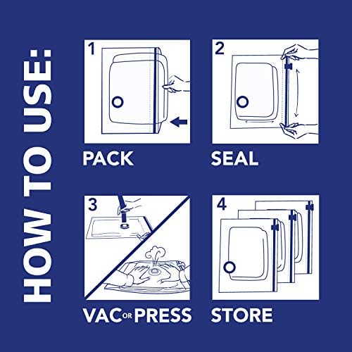 Hefty Shrink-Pak Heavy Duty Vacuum Storage Bags – For Clothes, Pillows, Towels, Blankets & More – Space Saver Vacuum Suction Seal for Home or Travel – 4 Large Bags, 34 x 22 Inches - Image 4