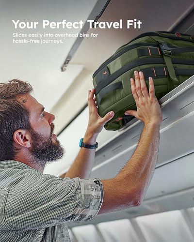 Tolaccea Travel Backpack, TSA Friendly Flight Approved Carry-on Luggage Water-resistant Business Rucksack, Durable Large Computer Bag Daypack Fits 15.6 Inch Laptop, 35-45L Expandable - Green - Image 6
