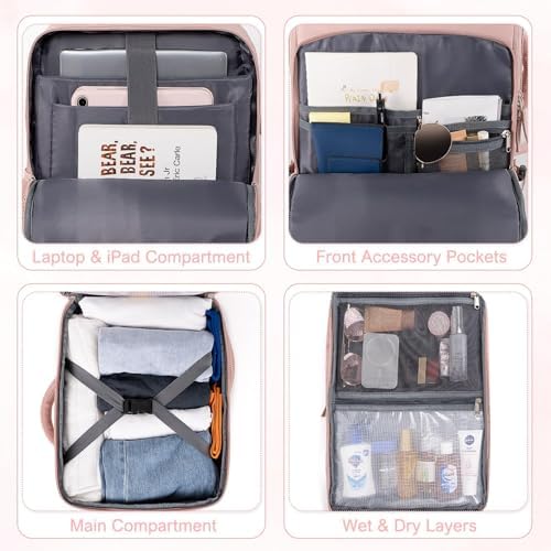 Travel Backpack for Women, Flight Approved Carry On Backpack with USB Charging Hole, Lightweight Travel Bag, Waterproof Causal Bookbag for College, Travel, Work - Image 5