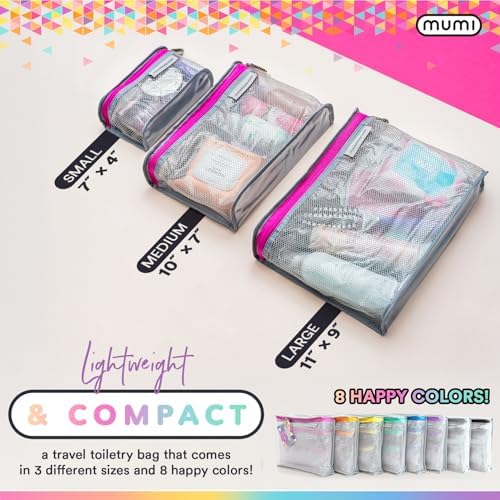 MUMI Travel Toiletry Bag Set of 3 – Clear TSA Approved Toiletry Bags for Women – Reusable Water-Resistant Makeup Organizer Pouches for Skincare, Cosmetics, Travel Accessories, Airport Packing - Orange - Image 7