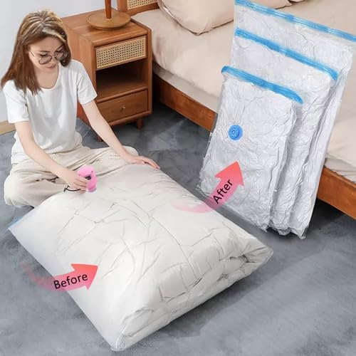 24 Pack Vacuum Storage Bags with Electric Pump, Space Saver Bags (5 Jumbo, 5 Large, 5 Medium, 5 Small, 4 Roll Up Bags) Travel Vacuum Seal Bags for Clothes, Bedding,Blankets,Duvets, Pillows - Image 6