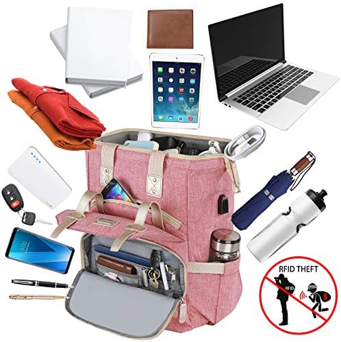 FALANKO Backpack for Women,Wide Open Work Large USB Charging Port Student Bookbag for 15.6 Inch Laptop,Doctor Teacher Nurse College School Travel Bag,Water Resistant Laptop Bookbag Computer Back Pack - Image 2