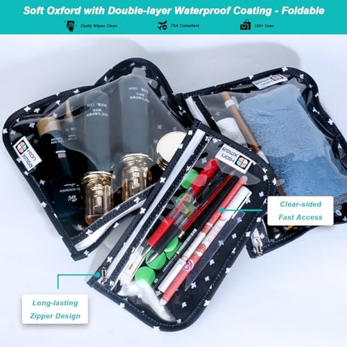 TSA Approved Toiletry Bag, Set of 3 Clear Travel Toiletry Bag Quart Size Zipper Travel Pouch, Waterproof Makeup Cosmetic Bag for Women Men Kids Toiletries Carry on, Cacti A - Image 7
