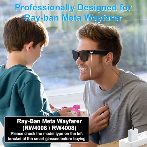 RCstyle Hibloks Charging Cable for Ray-Ban Meta Wayfarer (RW4006&RW4008) Smart Glasses Accessories, 3.9ft Type-C Charging While Using, Portable for Travel/Car/Phone/Laptop/Power Bank Charging - Image 2