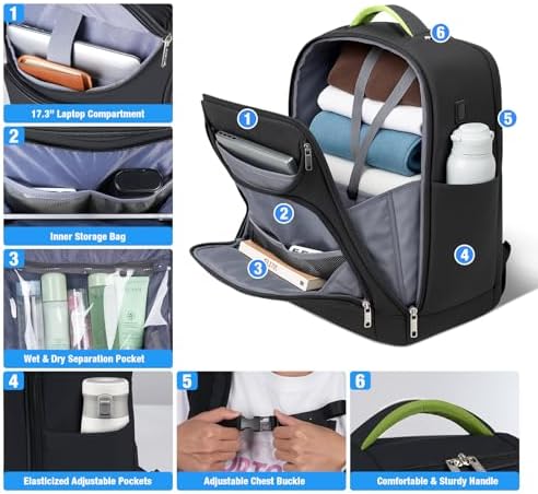 Lekebobor Travel Rolling Backpack, 18 inch Waterproof Bag with 360° Wheels for 15.6" Laptop, Convertible Airline Approved Travel Back Pack for Men & Women, Business, Commuter - Image 4