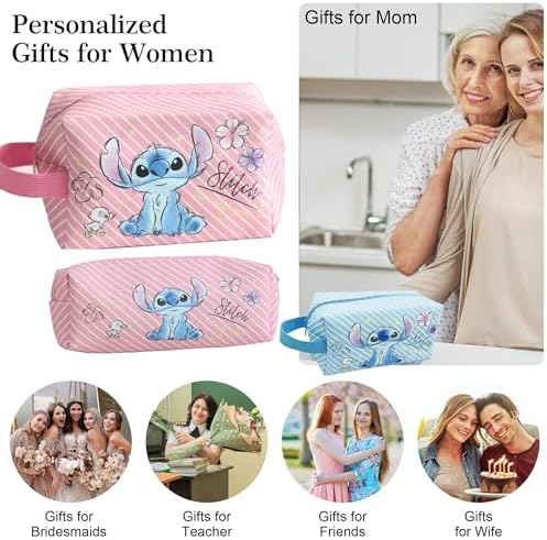 Travel Cosmetic Bag, Large Capacity Cartoon Cosmetic Pouch Makeup Bag with Zipper, Travel Toiletry Bag Makeup Accessories Organizer, The Best Gift for Women (Pink) - Image 4
