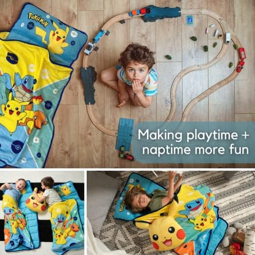 Pokemon Anime 24"(W) X 45"(L) Soft Toddler Nap Mat with Pillow and Blanket Perfect for Preschool, Daycare, and Travel (100% Official Licensed Product) - Image 3