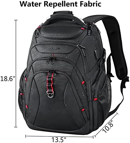 KROSER Travel Laptop Backpack 17.3 Inch XL Computer Backpack with Hard Shell Saferoom RFID Pockets Water-Repellent Business College Daypack Stylish Bag for Men/Women-Black - Image 2