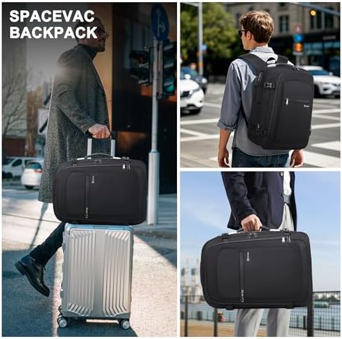 Vacuum Backpack Travel, Airback Backpack 60L Expandable Travel Easyvacpack, Compression Carry-On Vacuum Bags with Pump and TSA Lock, Ideal for Traveler Businessman College Graduate Coworker, Black - Image 6