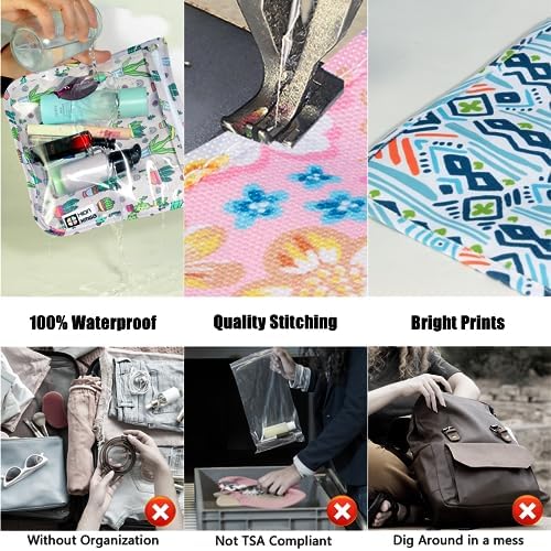 TSA Approved Toiletry Bag, Set of 3 Clear Travel Toiletry Bag Quart Size Zipper Travel Pouch, Waterproof Makeup Cosmetic Bag for Women Men Kids Toiletries Carry on, Cacti A - Image 6
