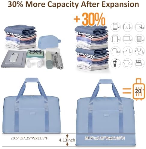 Expandable Travel Duffle Bags Weekender Overnight Bags for Women Men Hospital Bag for Women Labor Delivery with Toiletry Bag Waterproof - Image 3
