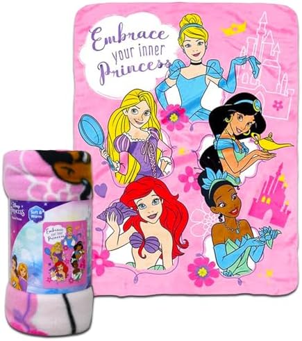 Disney Princess Travel Blanket and Pillow Set - Bundle with Disney Princess Blanket, Ariel Plush Pillow, Stickers, More | Disney Princess Travel Accessories for Kids - Image 3
