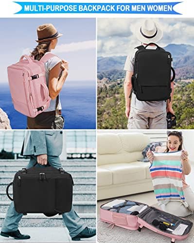 Travel Backpack For Women Men Airline Approved, Carry On Backpack, 17 inch Laptop Backpack, Waterproof Casual Outdoor Luggage Weedender Bag, Hiking Backpack(Black) - Image 7