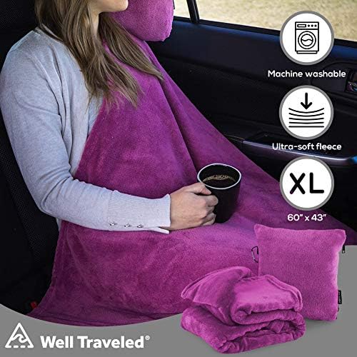 Well Traveled - 2 in 1 Fleece Travel Blanket with Stuffable Pillowcase for Air Travel - Convenient Design for Easy, Comfy Travel - Image 3