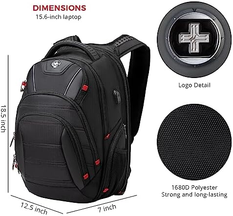 Swissdigital Design Travel Backpack for men, TSA Friendly USB Charging RFID Protection Business Backpack Fits 15.6" Laptops Black | J14-BR - Image 3