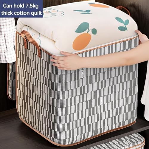 Storage Bins with Lids Non-woven Sturdy Zipper Foldable Moving Quilt Storage Basket Travel Large-capacity Clothing Storage Bag Organizers for Pillows Blankets (3Pack L) - Image 7