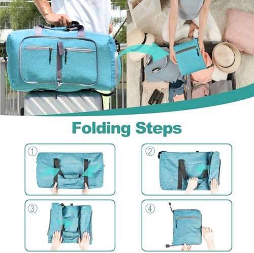 Dimayar 115L Travel Duffle Bag for Men Women - Foldable Duffel Bag with Shoes Compartment - Overnight Bags Waterproof & Tear Resistant(Mint Green) - Image 2