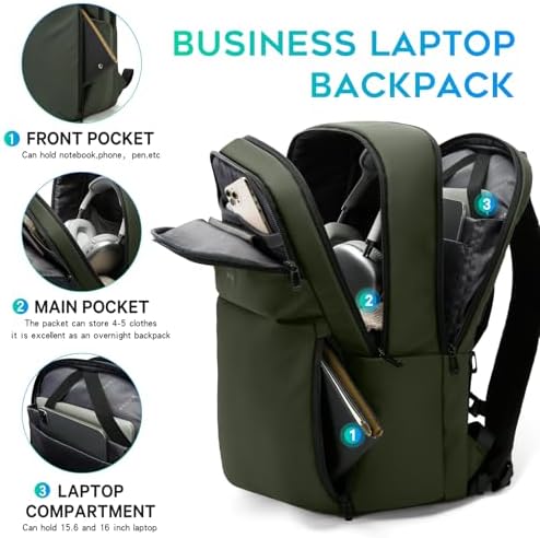 FUTURE AESTHETICS Smart Waterproof Travel Backpack Business Flight Approved Carry on Backpack for Men Women ,Large Capacity Laptop Backpack,Water Resistant Computer Backpack Fits 16 Inch Laptop(Green) - Image 2