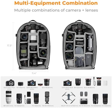 K&F Concept Camera Backpacks for Photographers Travel Bag for Tripod Camera Lence Accessory with laptop compartment and Rain Cover Waterproof Multi-Functional Camera Bags for Dslr Cameras - Image 4