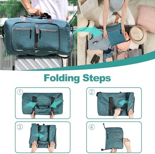 Dimayar 65L Travel Duffle Bag for Men Women - Foldable Duffel Bag with Shoes Compartment - Overnight Bags Waterproof & Tear Resistant(Green) - Image 3